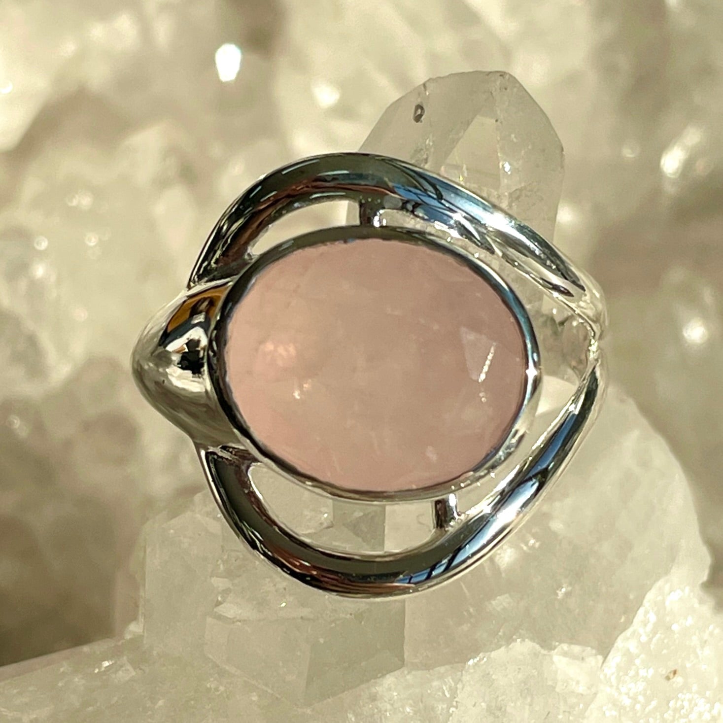 Rose Quartz Sterling Silver Ring - SR1 Rose Quartz Sterling Silver Ring - SR1